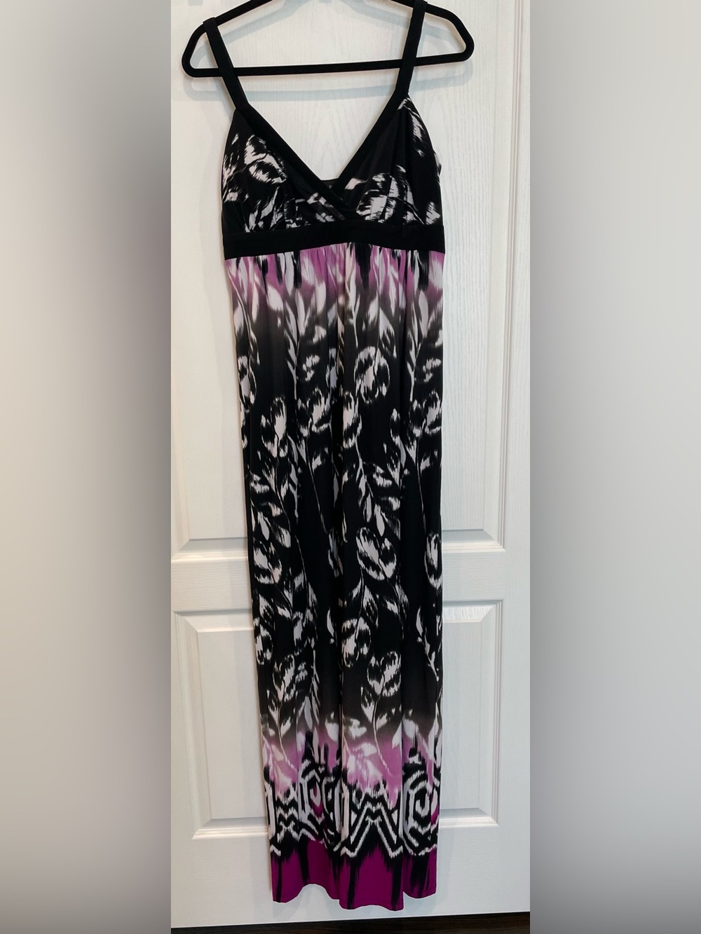 Roulette Black, White & Purple Printed maxi dress